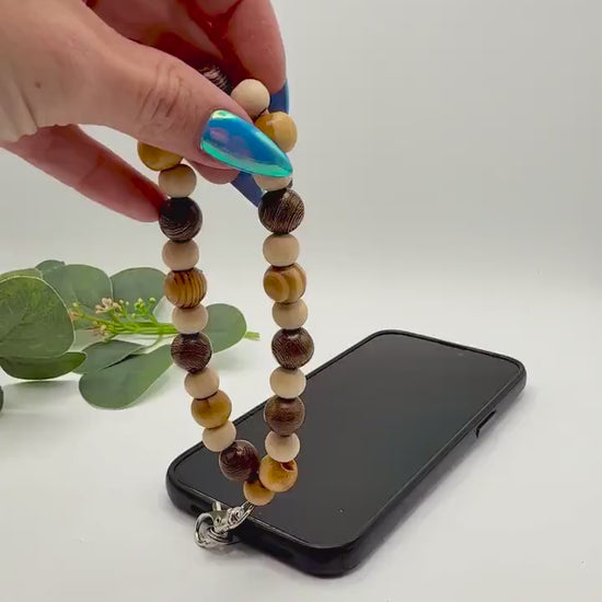 Boho Wood Bead Phone Wristlet