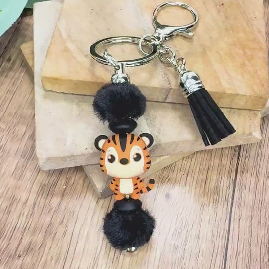 Fuzzy Tiger Keychain: Purr-fectly Cute Accessory!