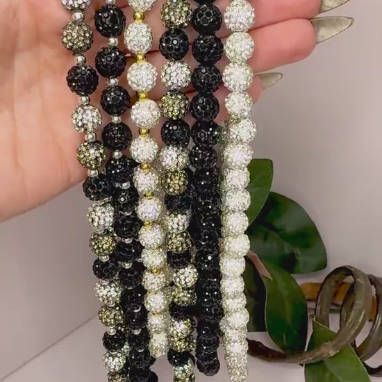 Black & White Rhinestone Beaded Necklace
