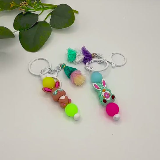 Easter Gnome & Bunny Beaded Keychains