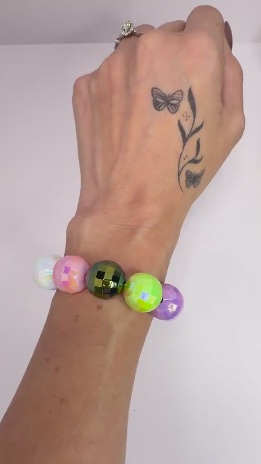 Dance Party Ready:  - Stretchy Disco Ball Bracelet - Stretchy, No Clasp Design