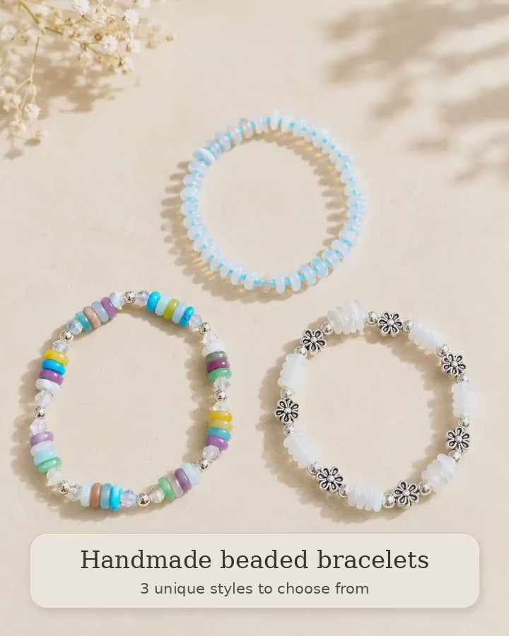 Natural Beaded Stretch Bracelet, White Marble or Mixed Jade Bracelet, 925 Silver Spacer Bracelet, Handmade Stackable Jewelry