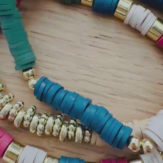 Nature Heishi Bead Bracelet Stack