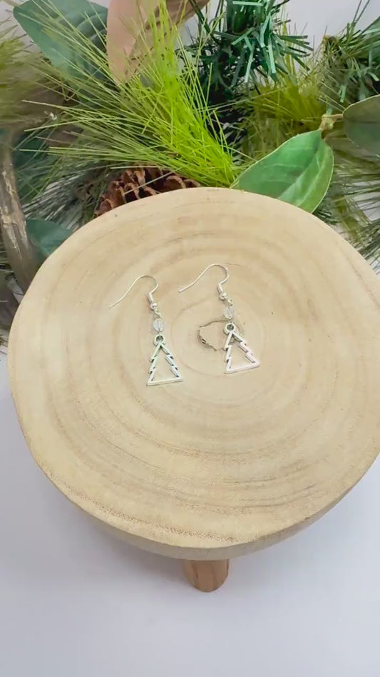 Sparkling Sterling Silver Christmas Tree Earrings - Holiday Festive Jewelry Gift for Women