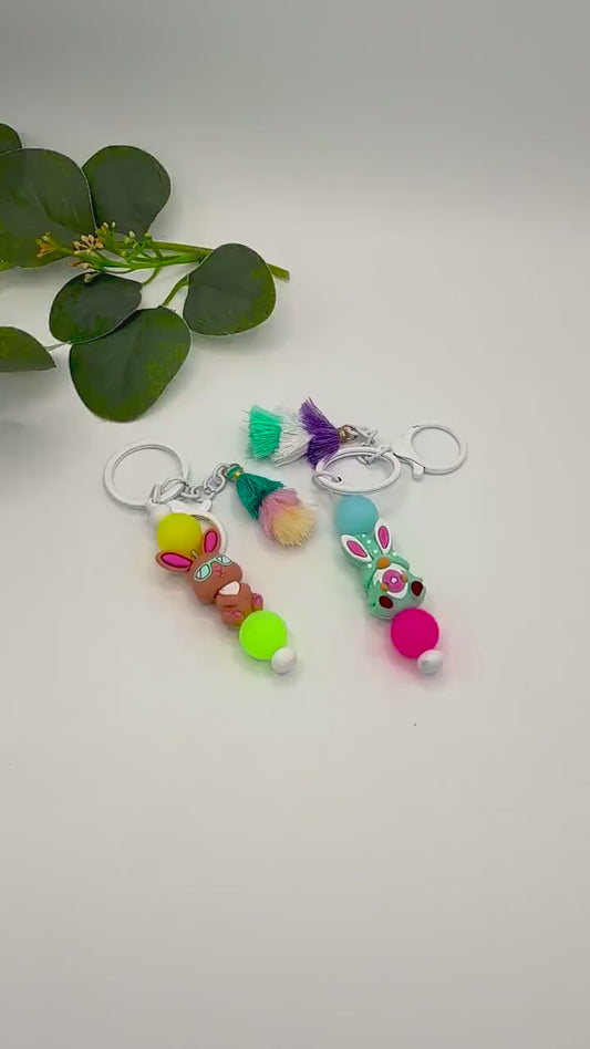 Easter Gnome & Bunny Beaded Keychains: Springtime Fun!