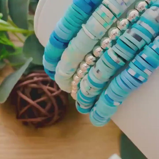 Ocean-Inspired Heishi Bead Stacks
