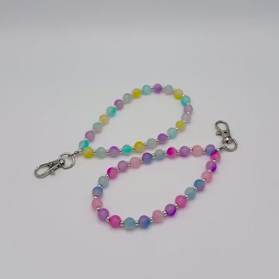 Cotton Candy Glass Beaded Phone Wristlet