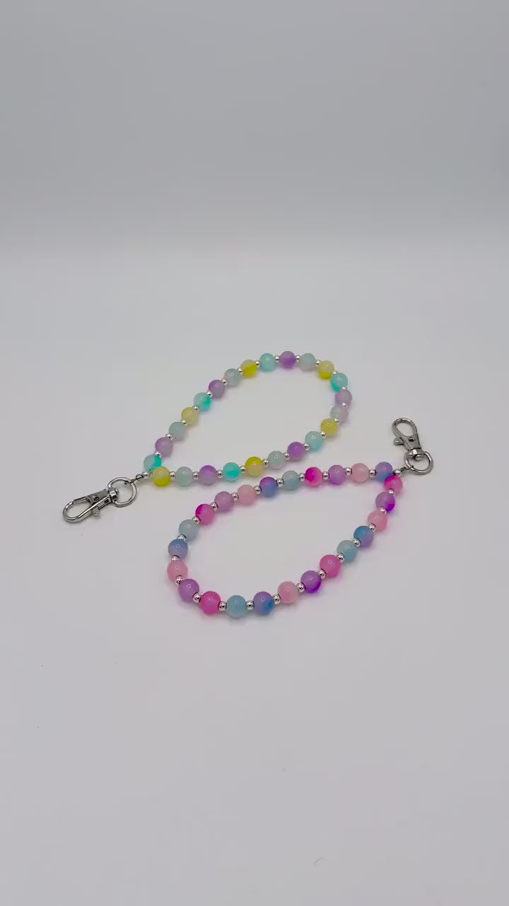 Cotton Candy Glass Beaded Phone Wristlet