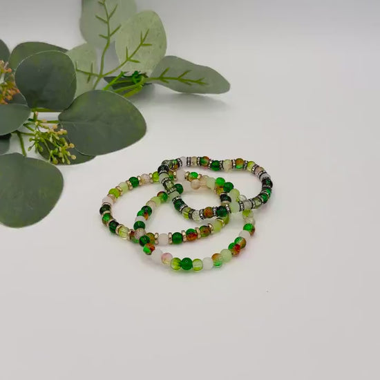 Earthy- Green/Brown Glass Bead Bracelet