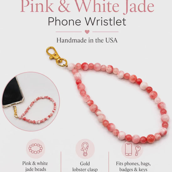 Pink Jade Stone Phone Wristlet