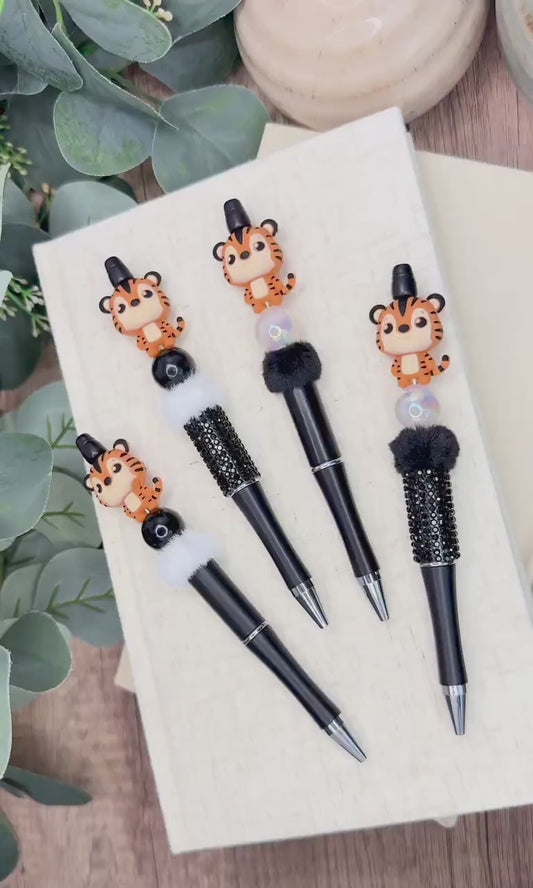 Fuzzy Tiger Beaded Pens: Write with a Wild Twist!