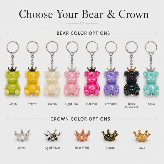 Royal Teddy Bear Keychain, Colorful Crowned Bear Bag Charm, Cute Princess Kawaii Key Ring, Party Favor Gift