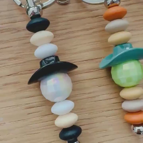 Cowboy Hat Disco Ball Beaded Keychain